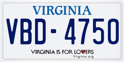 VA license plate VBD4750