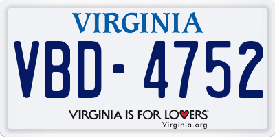 VA license plate VBD4752