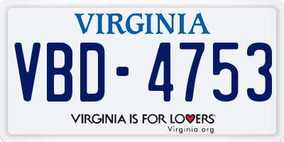VA license plate VBD4753