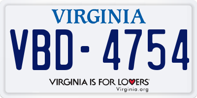 VA license plate VBD4754