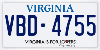 VA license plate VBD4755