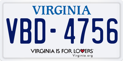 VA license plate VBD4756