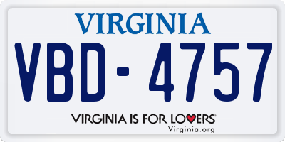VA license plate VBD4757