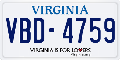 VA license plate VBD4759