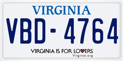 VA license plate VBD4764