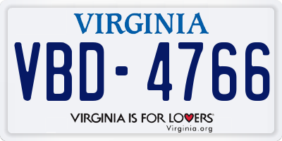 VA license plate VBD4766