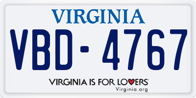 VA license plate VBD4767