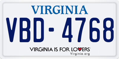 VA license plate VBD4768