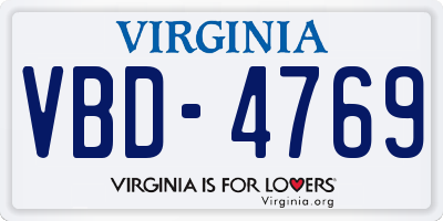VA license plate VBD4769