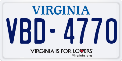 VA license plate VBD4770