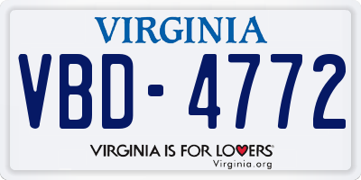 VA license plate VBD4772