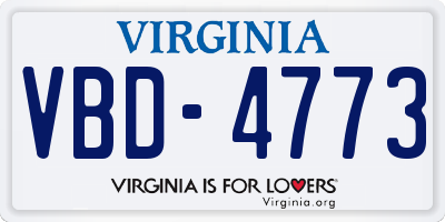VA license plate VBD4773