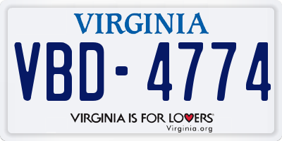 VA license plate VBD4774