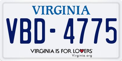 VA license plate VBD4775