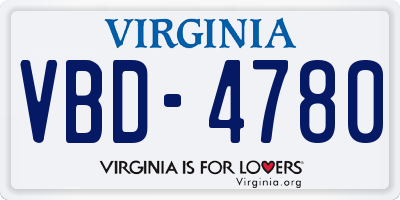 VA license plate VBD4780