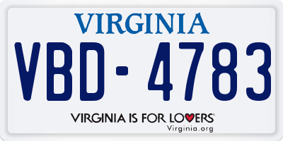 VA license plate VBD4783