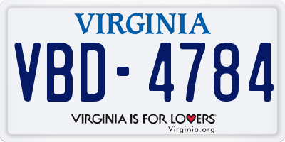 VA license plate VBD4784