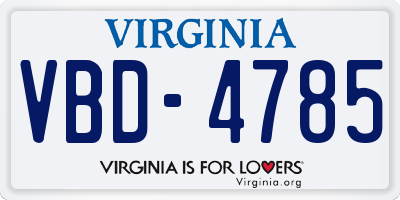 VA license plate VBD4785