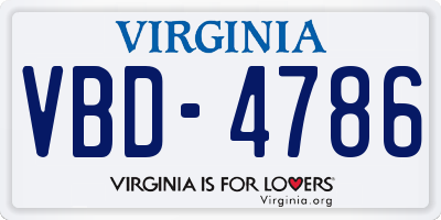 VA license plate VBD4786