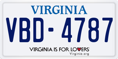 VA license plate VBD4787