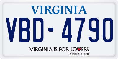 VA license plate VBD4790