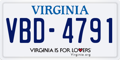 VA license plate VBD4791