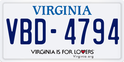 VA license plate VBD4794