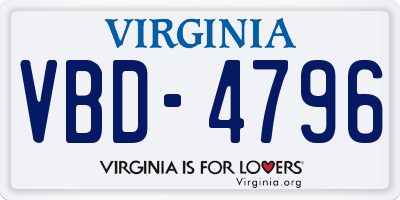 VA license plate VBD4796
