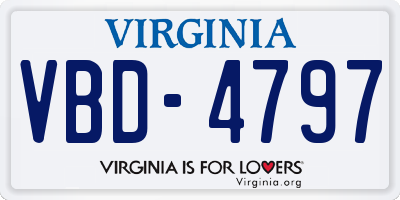 VA license plate VBD4797