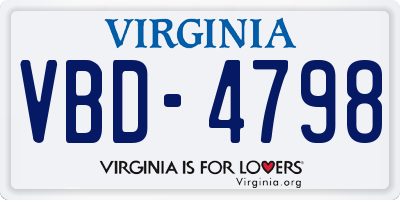 VA license plate VBD4798