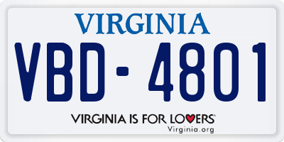 VA license plate VBD4801