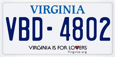 VA license plate VBD4802