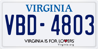 VA license plate VBD4803
