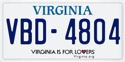 VA license plate VBD4804