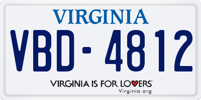 VA license plate VBD4812