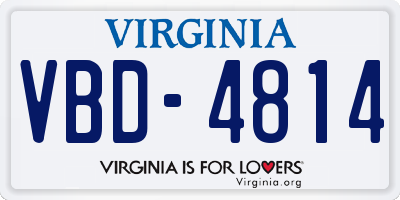 VA license plate VBD4814