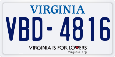 VA license plate VBD4816