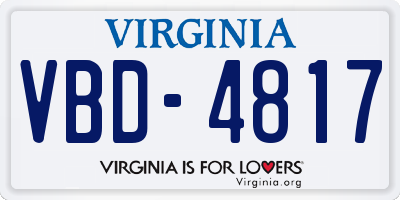VA license plate VBD4817