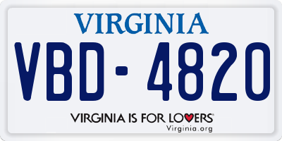 VA license plate VBD4820
