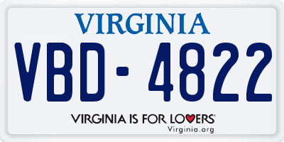 VA license plate VBD4822