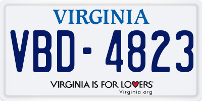 VA license plate VBD4823