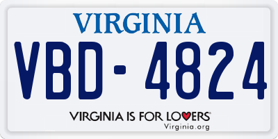 VA license plate VBD4824