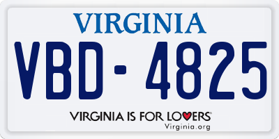 VA license plate VBD4825
