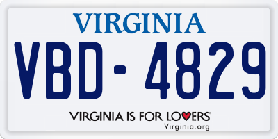 VA license plate VBD4829