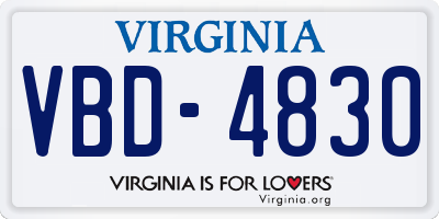 VA license plate VBD4830