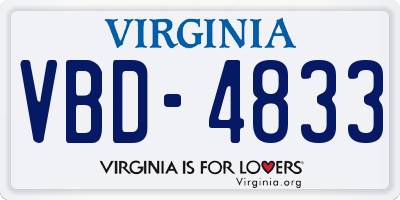 VA license plate VBD4833
