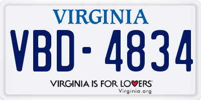 VA license plate VBD4834