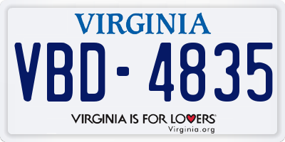 VA license plate VBD4835