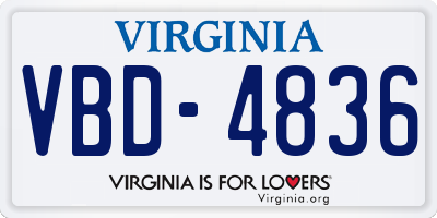 VA license plate VBD4836