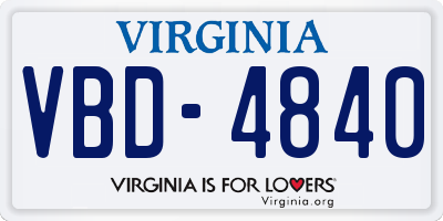 VA license plate VBD4840